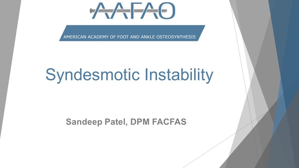 AAFAO Content: Syndesmotic Instability