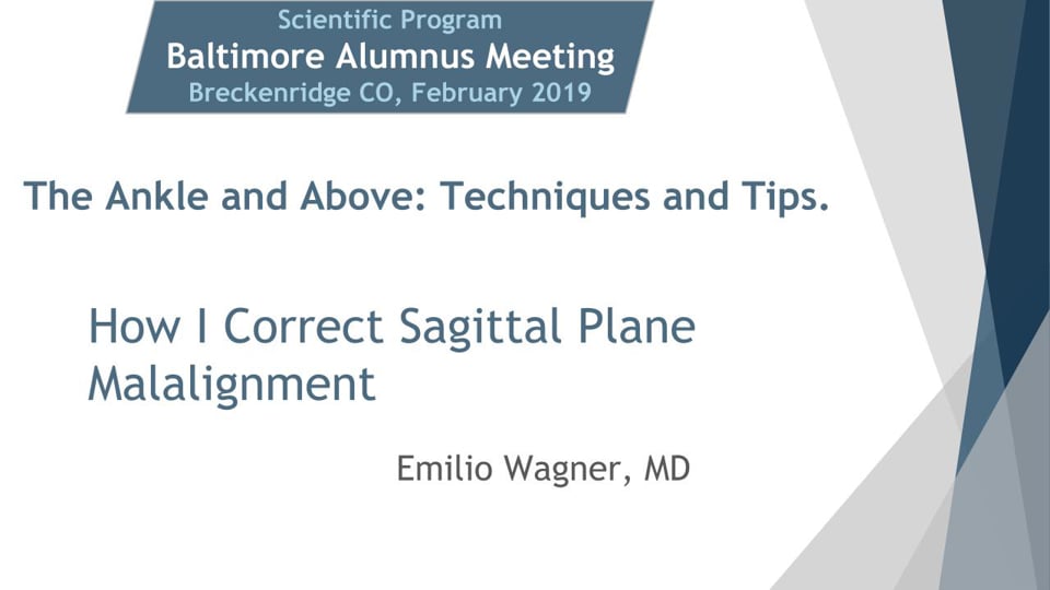 Baltimore Fellows Course 2019: How I Correct Sagittal Plane Malalignment
