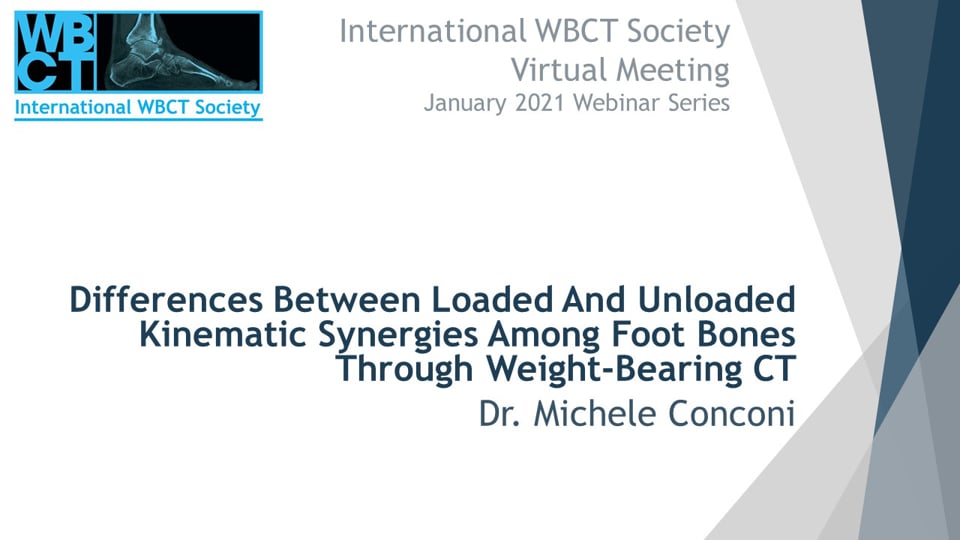 Int. WBCT Society: Differences Between Loaded And Unloaded Kinematic Synergies Among Foot Bones Through Weight-Bearing CT